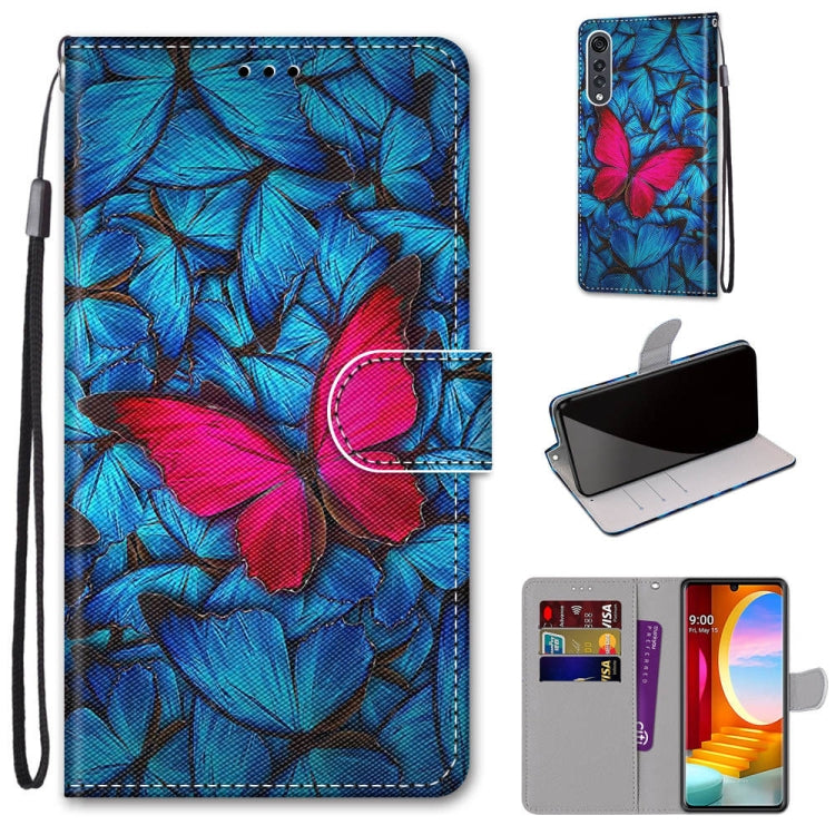 Coloured Drawing Cross Texture Horizontal Flip PU Leather Case with Holder & Card Slots & Wallet & Lanyard, For LG Velvet