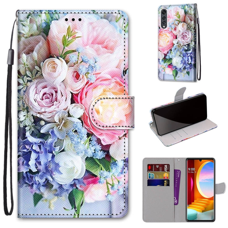 Coloured Drawing Cross Texture Horizontal Flip PU Leather Case with Holder & Card Slots & Wallet & Lanyard, For LG Velvet