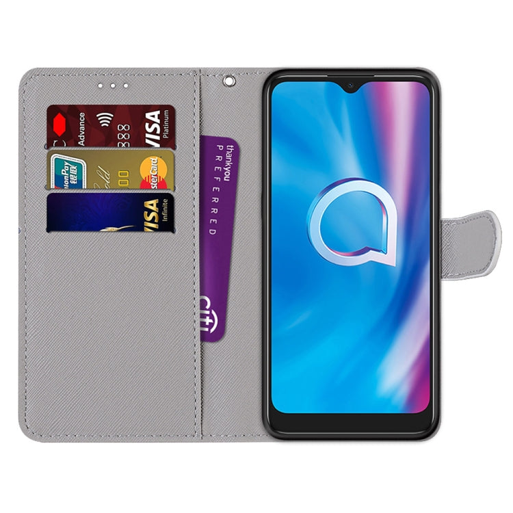 Coloured Drawing Cross Texture Horizontal Flip PU Leather Case with Holder & Card Slots & Wallet & Lanyard, For Alcatel 1S (2020) / 3L (2020)