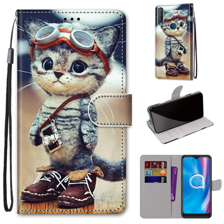 Coloured Drawing Cross Texture Horizontal Flip PU Leather Case with Holder & Card Slots & Wallet & Lanyard, For Alcatel 1S (2020) / 3L (2020)