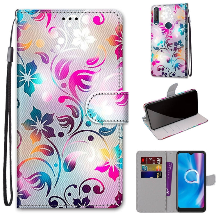 Coloured Drawing Cross Texture Horizontal Flip PU Leather Case with Holder & Card Slots & Wallet & Lanyard, For Alcatel 1S (2020) / 3L (2020)