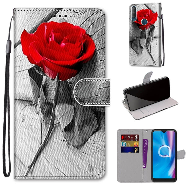 Coloured Drawing Cross Texture Horizontal Flip PU Leather Case with Holder & Card Slots & Wallet & Lanyard, For Alcatel 1S (2020) / 3L (2020)