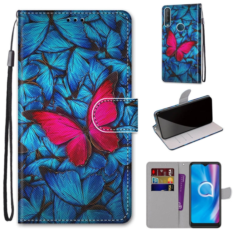 Coloured Drawing Cross Texture Horizontal Flip PU Leather Case with Holder & Card Slots & Wallet & Lanyard, For Alcatel 1S (2020) / 3L (2020)