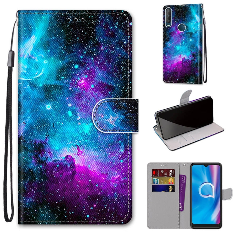 Coloured Drawing Cross Texture Horizontal Flip PU Leather Case with Holder & Card Slots & Wallet & Lanyard, For Alcatel 1S (2020) / 3L (2020)