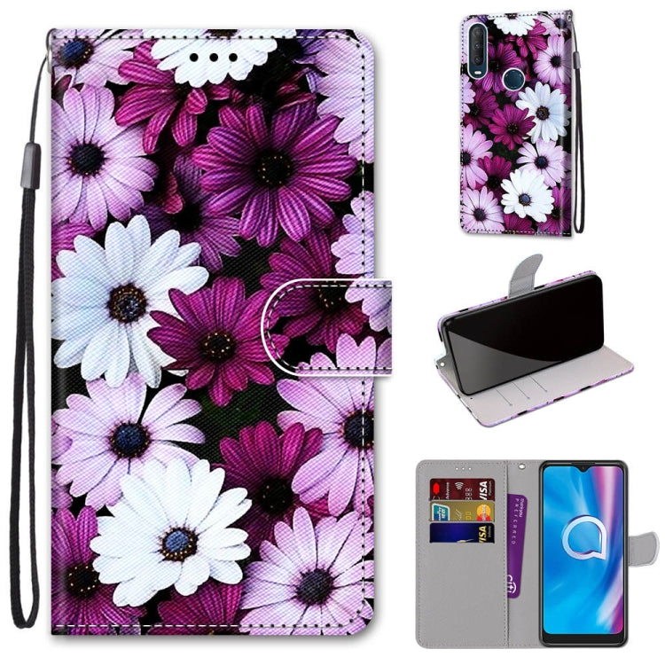 Coloured Drawing Cross Texture Horizontal Flip PU Leather Case with Holder & Card Slots & Wallet & Lanyard, For Alcatel 1SE (2020)