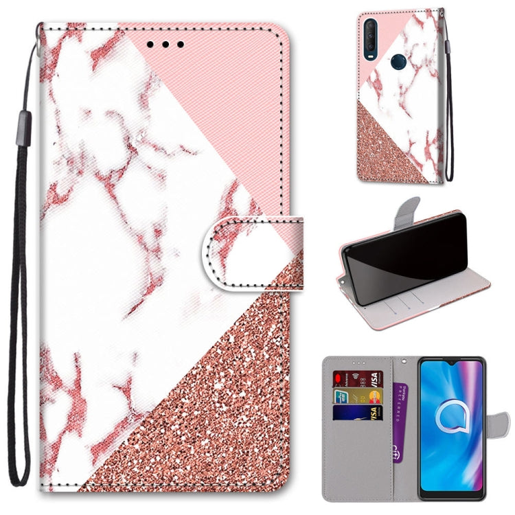 Coloured Drawing Cross Texture Horizontal Flip PU Leather Case with Holder & Card Slots & Wallet & Lanyard, For Alcatel 1SE (2020)