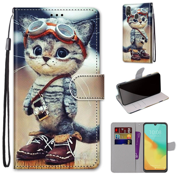 Coloured Drawing Cross Texture Horizontal Flip PU Leather Case with Holder & Card Slots & Wallet & Lanyard, For ZTE Blade V10 Vita