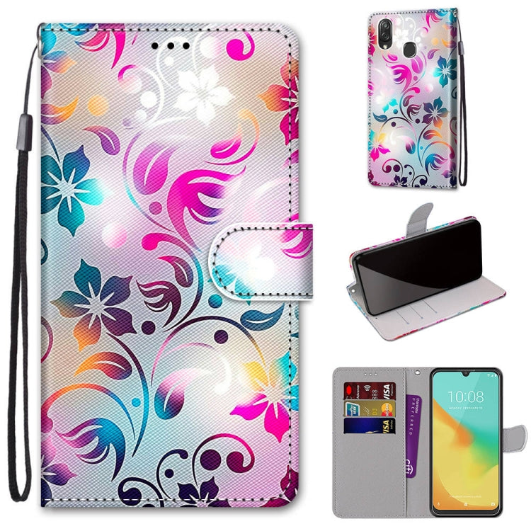 Coloured Drawing Cross Texture Horizontal Flip PU Leather Case with Holder & Card Slots & Wallet & Lanyard, For ZTE Blade V10 Vita