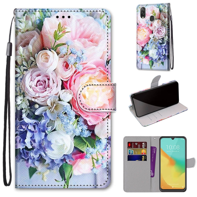 Coloured Drawing Cross Texture Horizontal Flip PU Leather Case with Holder & Card Slots & Wallet & Lanyard, For ZTE Blade V10 Vita