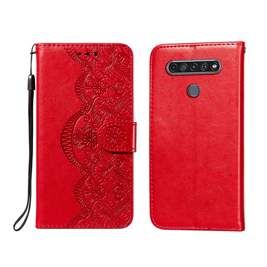 Flower Vine Embossing Pattern Horizontal Flip Leather Case with Card Slot & Holder & Wallet & Lanyard, For LG K61, For LG V40 ThinQ