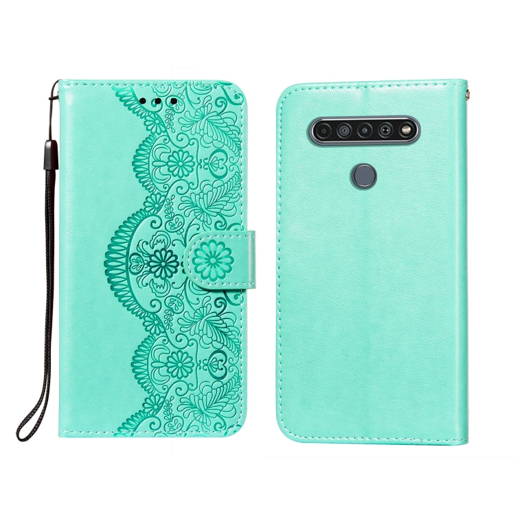 Flower Vine Embossing Pattern Horizontal Flip Leather Case with Card Slot & Holder & Wallet & Lanyard, For LG K61, For LG V40 ThinQ