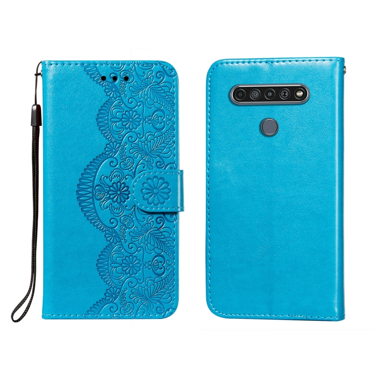 Flower Vine Embossing Pattern Horizontal Flip Leather Case with Card Slot & Holder & Wallet & Lanyard, For LG K61, For LG V40 ThinQ