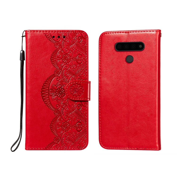 Flower Vine Embossing Pattern Horizontal Flip Leather Case with Card Slot & Holder & Wallet & Lanyard, For LG K61, For LG V40 ThinQ