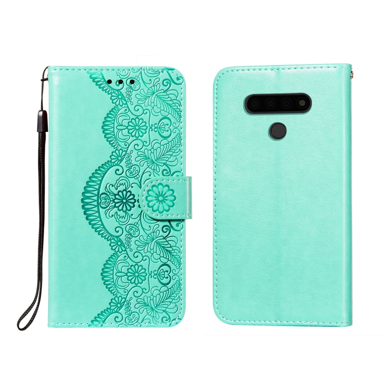 Flower Vine Embossing Pattern Horizontal Flip Leather Case with Card Slot & Holder & Wallet & Lanyard, For LG K61, For LG V40 ThinQ