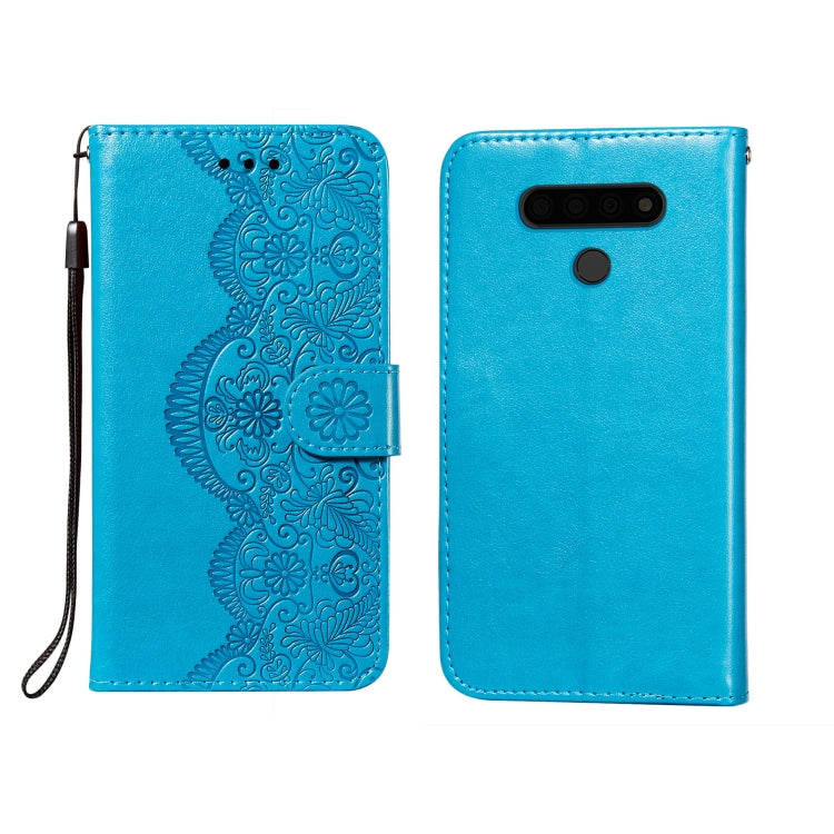 Flower Vine Embossing Pattern Horizontal Flip Leather Case with Card Slot & Holder & Wallet & Lanyard, For LG K61, For LG V40 ThinQ