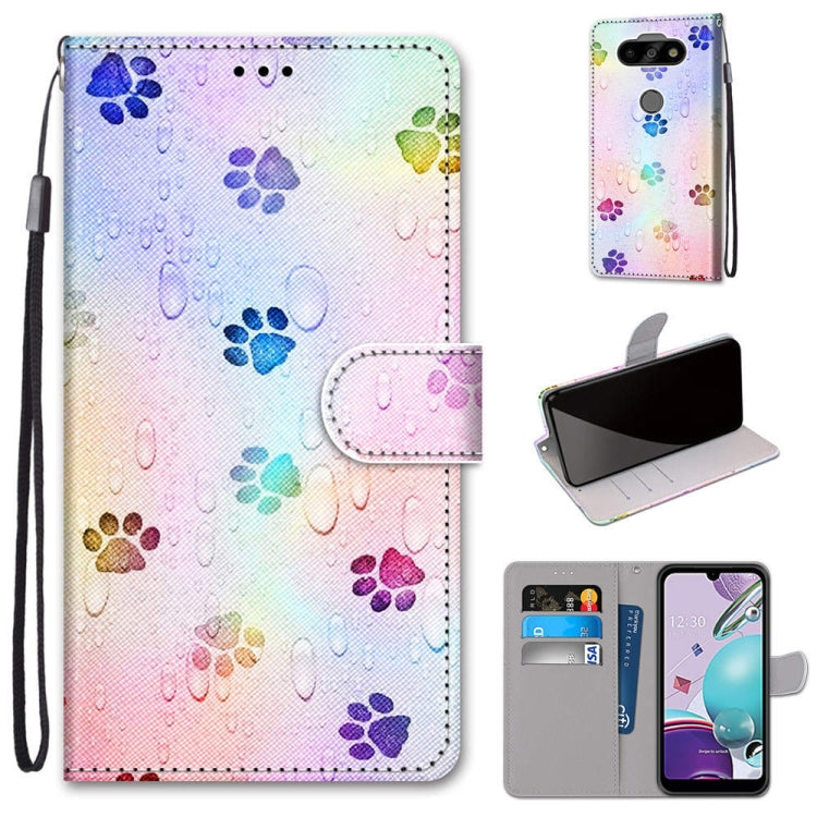 Coloured Drawing Cross Texture Horizontal Flip PU Leather Case with Holder & Card Slots & Wallet & Lanyard, For LG K31