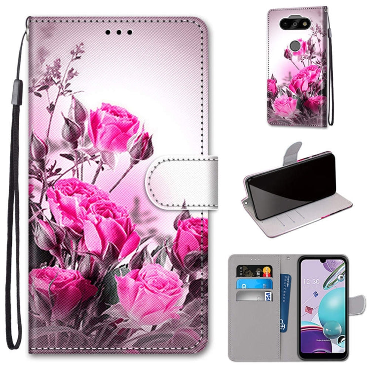 Coloured Drawing Cross Texture Horizontal Flip PU Leather Case with Holder & Card Slots & Wallet & Lanyard, For LG K31