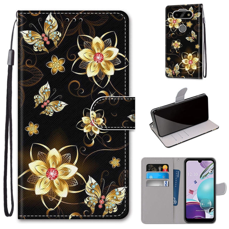 Coloured Drawing Cross Texture Horizontal Flip PU Leather Case with Holder & Card Slots & Wallet & Lanyard, For LG K31