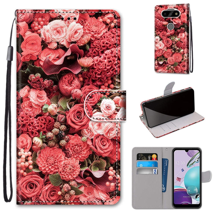 Coloured Drawing Cross Texture Horizontal Flip PU Leather Case with Holder & Card Slots & Wallet & Lanyard, For LG K31