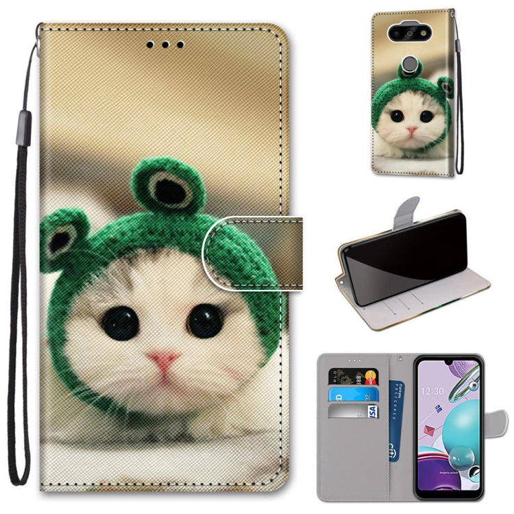 Coloured Drawing Cross Texture Horizontal Flip PU Leather Case with Holder & Card Slots & Wallet & Lanyard, For LG K31