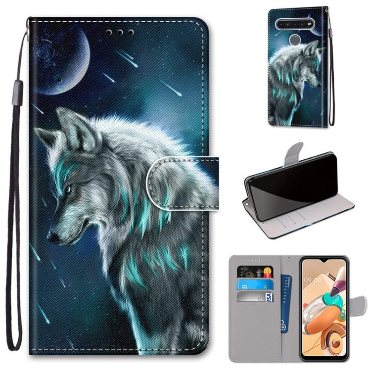 Coloured Drawing Cross Texture Horizontal Flip PU Leather Case with Holder & Card Slots & Wallet & Lanyard, For LG K41S / K51S