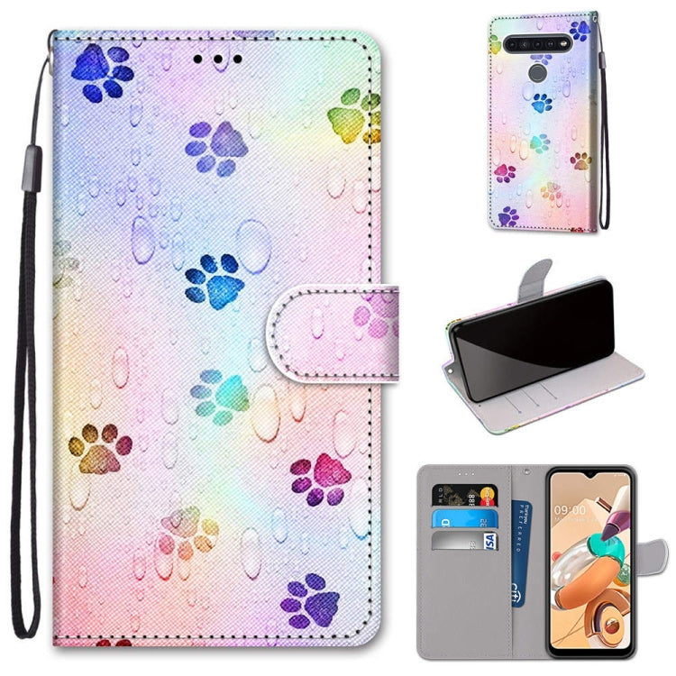 Coloured Drawing Cross Texture Horizontal Flip PU Leather Case with Holder & Card Slots & Wallet & Lanyard, For LG K41S / K51S