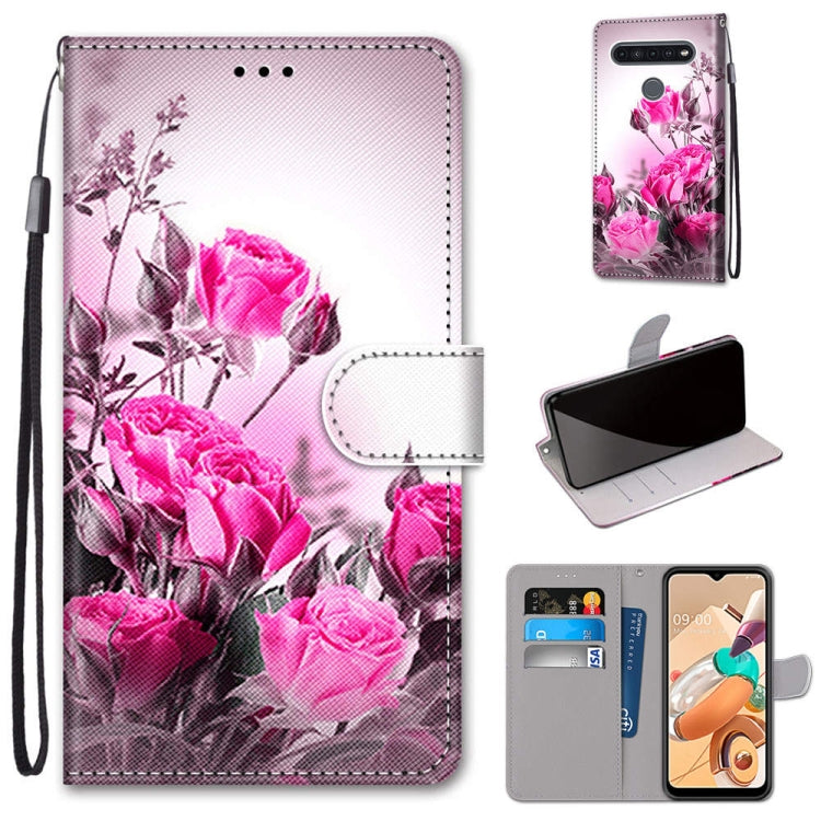 Coloured Drawing Cross Texture Horizontal Flip PU Leather Case with Holder & Card Slots & Wallet & Lanyard, For LG K41S / K51S