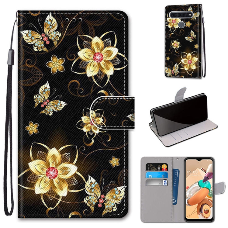 Coloured Drawing Cross Texture Horizontal Flip PU Leather Case with Holder & Card Slots & Wallet & Lanyard, For LG K41S / K51S