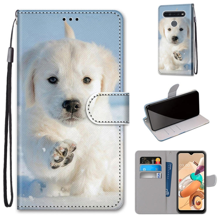 Coloured Drawing Cross Texture Horizontal Flip PU Leather Case with Holder & Card Slots & Wallet & Lanyard, For LG K41S / K51S