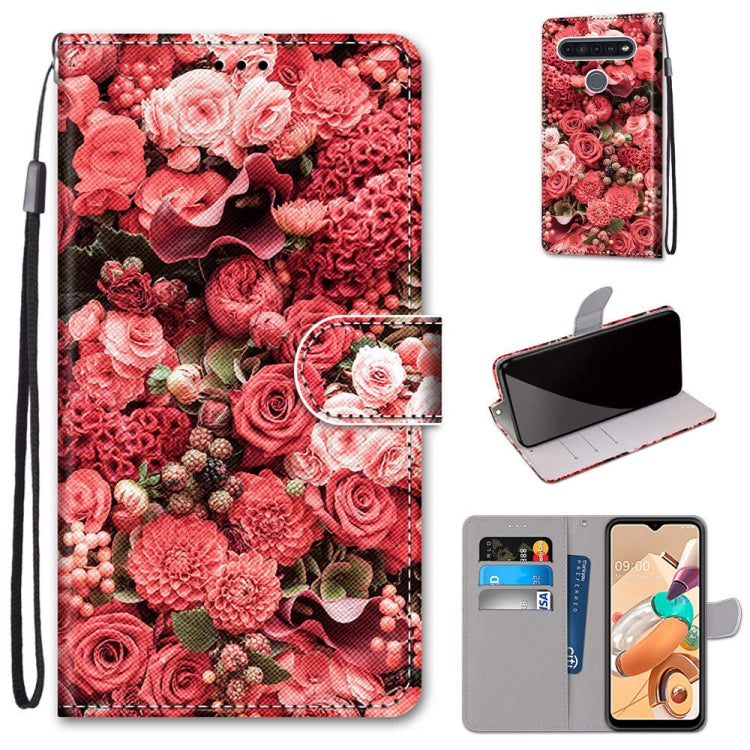 Coloured Drawing Cross Texture Horizontal Flip PU Leather Case with Holder & Card Slots & Wallet & Lanyard, For LG K41S / K51S