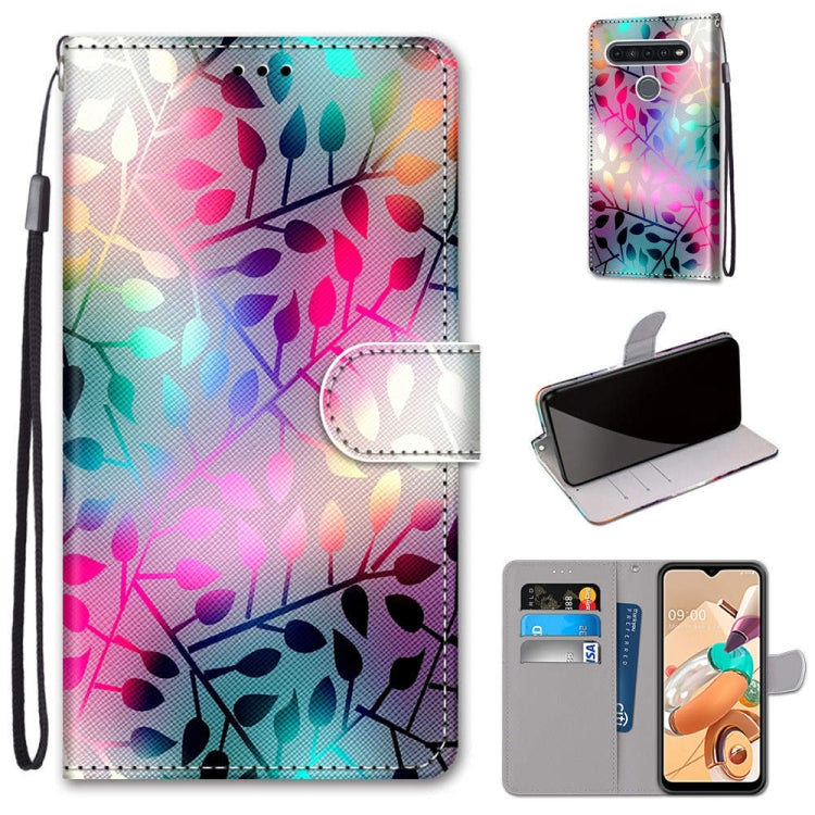 Coloured Drawing Cross Texture Horizontal Flip PU Leather Case with Holder & Card Slots & Wallet & Lanyard, For LG K41S / K51S