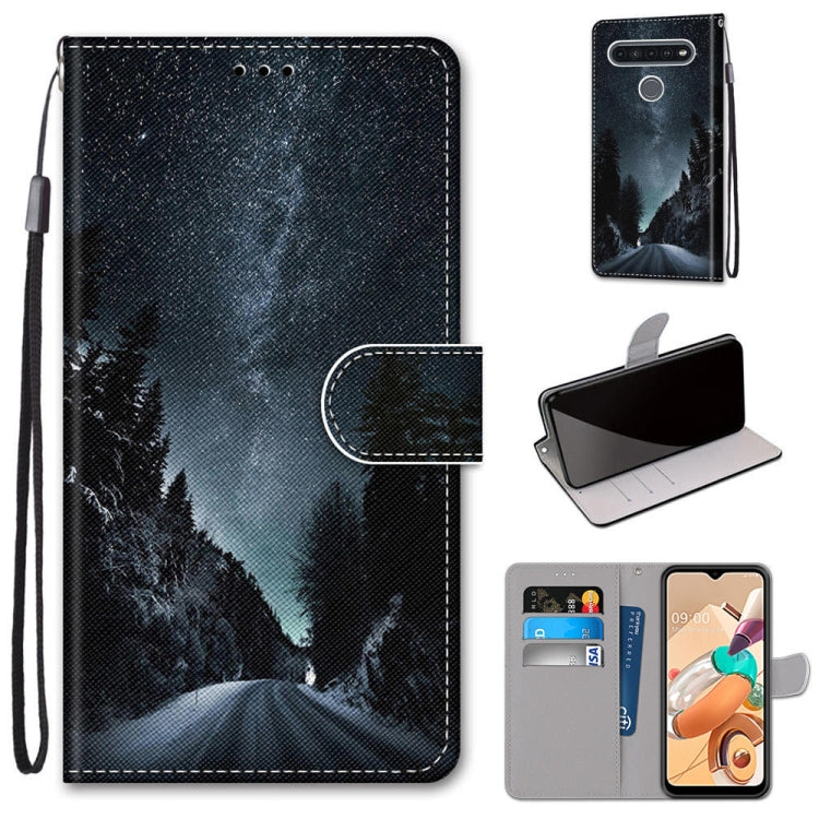 Coloured Drawing Cross Texture Horizontal Flip PU Leather Case with Holder & Card Slots & Wallet & Lanyard, For LG K41S / K51S