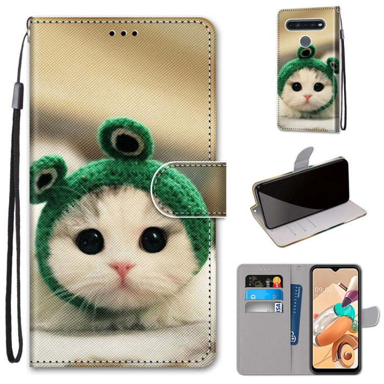 Coloured Drawing Cross Texture Horizontal Flip PU Leather Case with Holder & Card Slots & Wallet & Lanyard, For LG K41S / K51S