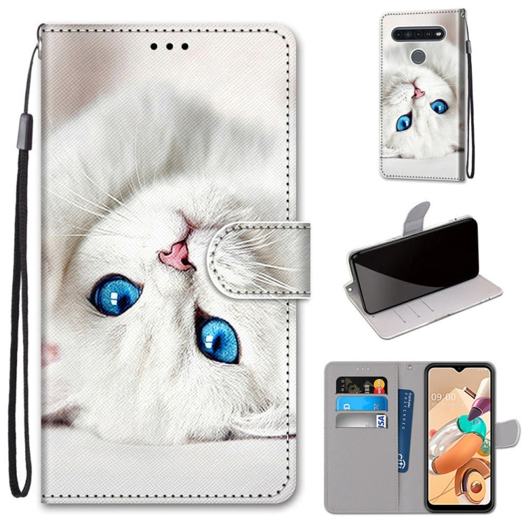 Coloured Drawing Cross Texture Horizontal Flip PU Leather Case with Holder & Card Slots & Wallet & Lanyard, For LG K41S / K51S