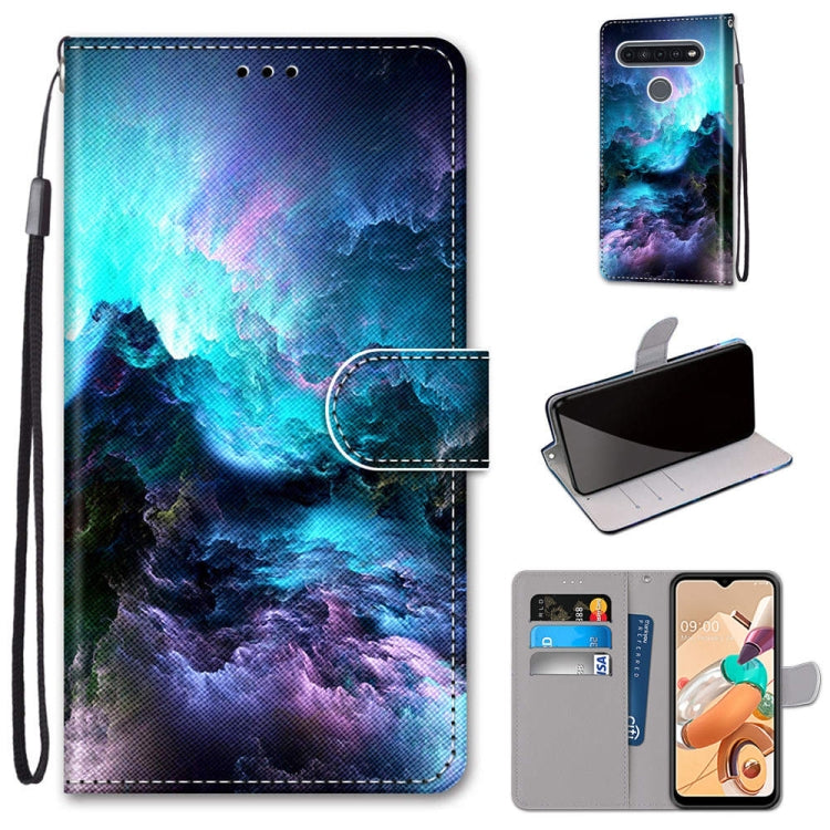 Coloured Drawing Cross Texture Horizontal Flip PU Leather Case with Holder & Card Slots & Wallet & Lanyard, For LG K41S / K51S