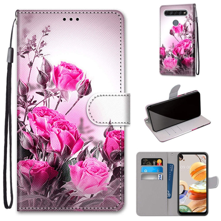 Coloured Drawing Cross Texture Horizontal Flip PU Leather Case with Holder & Card Slots & Wallet & Lanyard, For LG K61