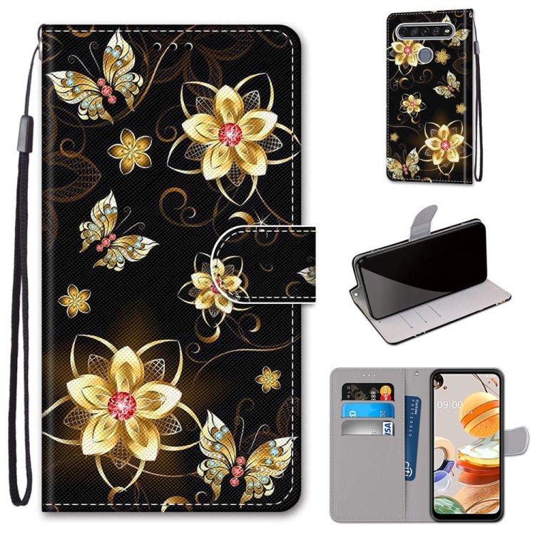 Coloured Drawing Cross Texture Horizontal Flip PU Leather Case with Holder & Card Slots & Wallet & Lanyard, For LG K61