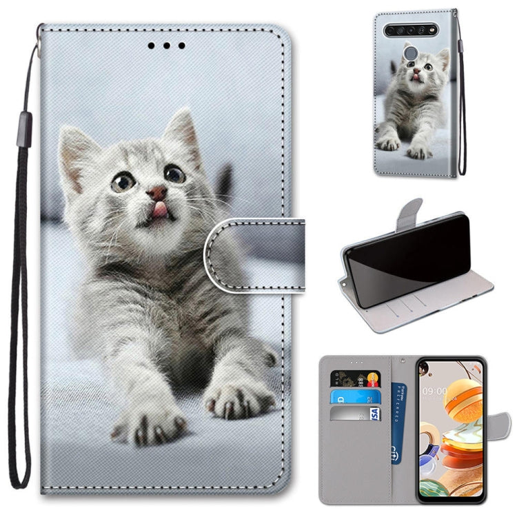 Coloured Drawing Cross Texture Horizontal Flip PU Leather Case with Holder & Card Slots & Wallet & Lanyard, For LG K61