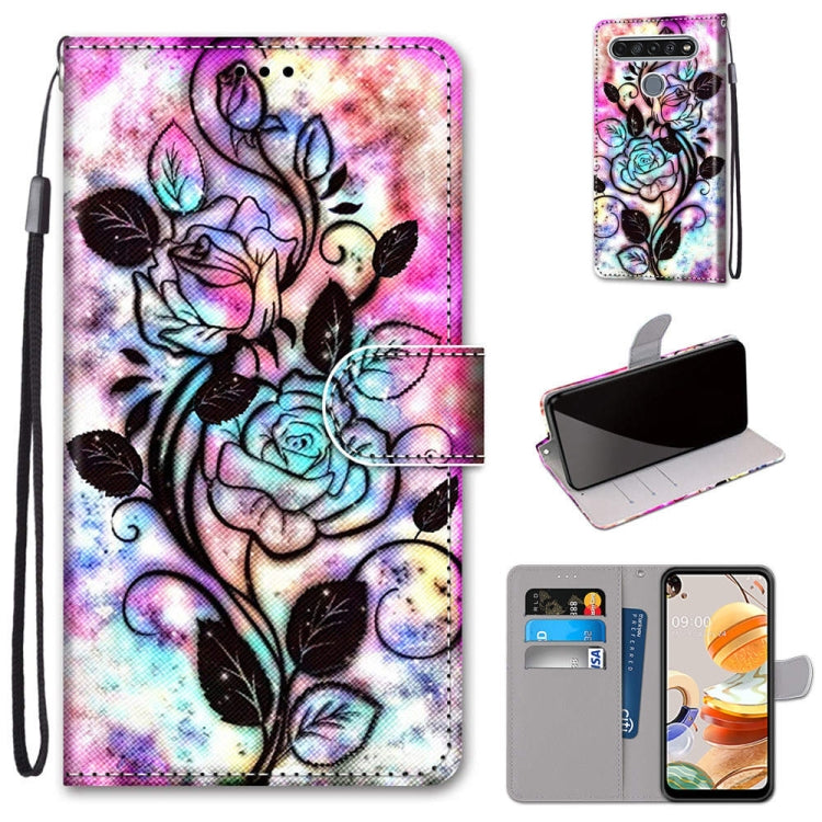 Coloured Drawing Cross Texture Horizontal Flip PU Leather Case with Holder & Card Slots & Wallet & Lanyard, For LG K61