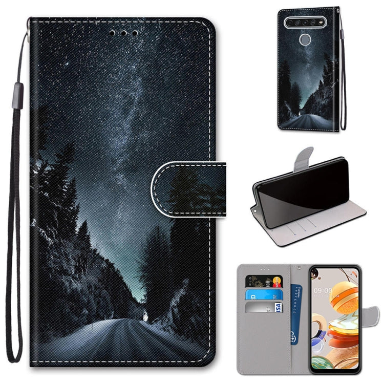 Coloured Drawing Cross Texture Horizontal Flip PU Leather Case with Holder & Card Slots & Wallet & Lanyard, For LG K61