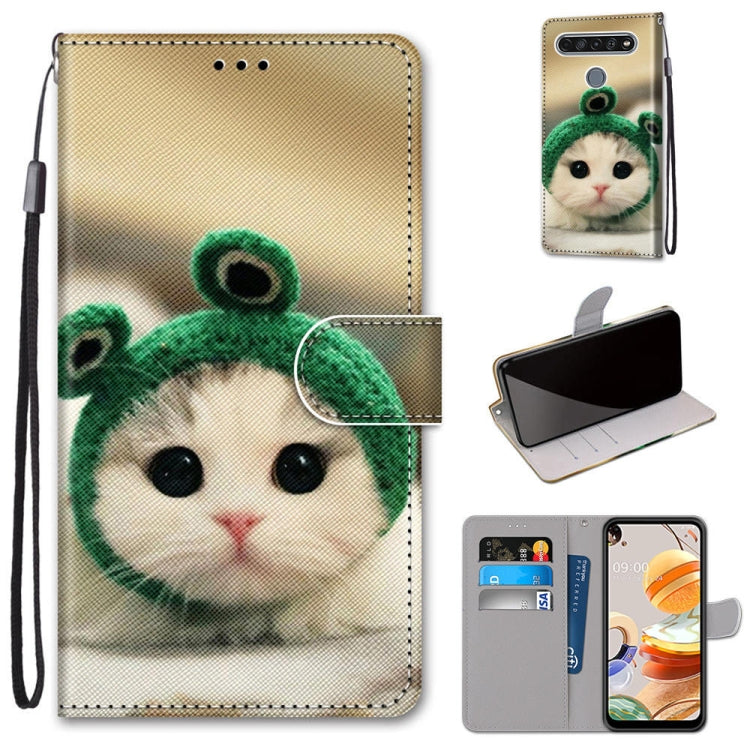 Coloured Drawing Cross Texture Horizontal Flip PU Leather Case with Holder & Card Slots & Wallet & Lanyard, For LG K61