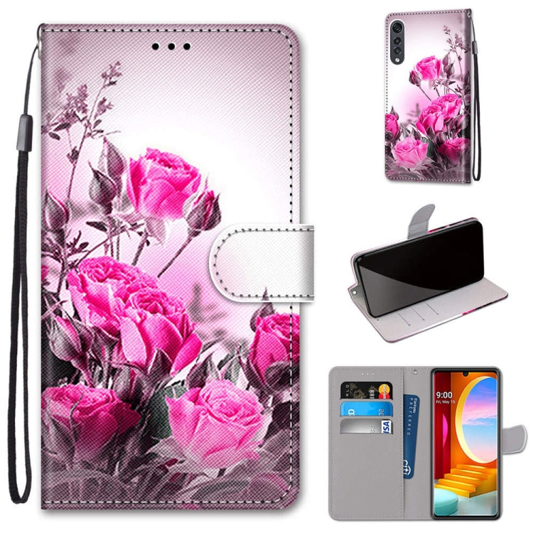 Coloured Drawing Cross Texture Horizontal Flip PU Leather Case with Holder & Card Slots & Wallet & Lanyard, For LG Velvet