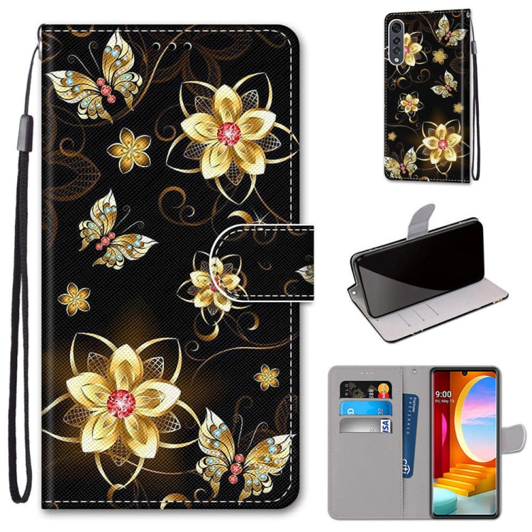 Coloured Drawing Cross Texture Horizontal Flip PU Leather Case with Holder & Card Slots & Wallet & Lanyard, For LG Velvet