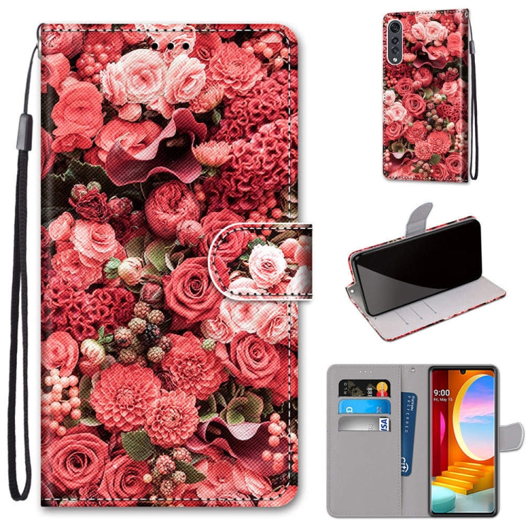 Coloured Drawing Cross Texture Horizontal Flip PU Leather Case with Holder & Card Slots & Wallet & Lanyard, For LG Velvet