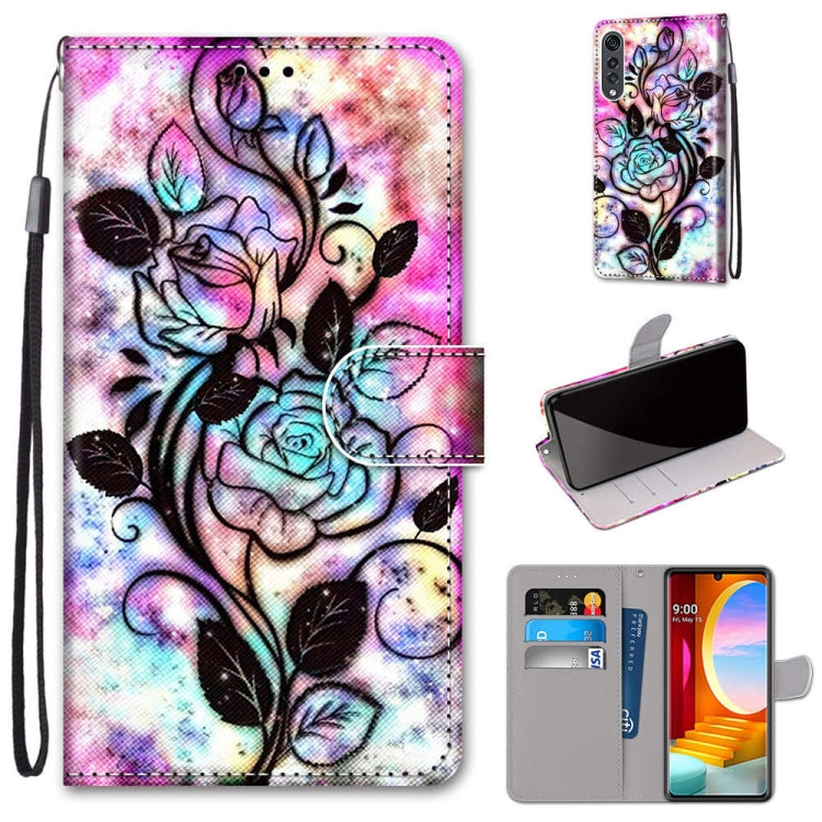 Coloured Drawing Cross Texture Horizontal Flip PU Leather Case with Holder & Card Slots & Wallet & Lanyard, For LG Velvet