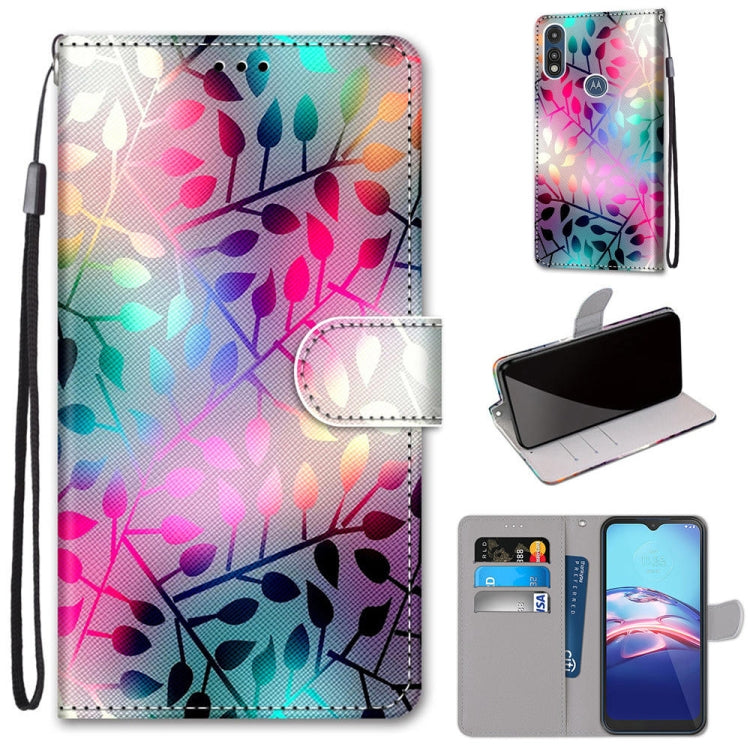 Coloured Drawing Cross Texture Horizontal Flip PU Leather Case with Holder & Card Slots & Wallet & Lanyard, For Motorola Moto E (2020)