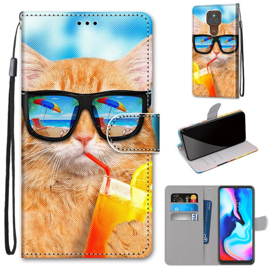 Coloured Drawing Cross Texture Horizontal Flip PU Leather Case with Holder & Card Slots & Wallet & Lanyard, For Motorola Moto E7 Plus / G9 Play / G9