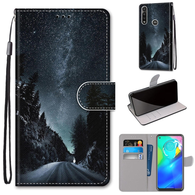 Coloured Drawing Cross Texture Horizontal Flip PU Leather Case with Holder & Card Slots & Wallet & Lanyard, For Motorola Moto G Power (2020)