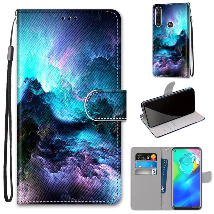 Coloured Drawing Cross Texture Horizontal Flip PU Leather Case with Holder & Card Slots & Wallet & Lanyard, For Motorola Moto G Power (2020)