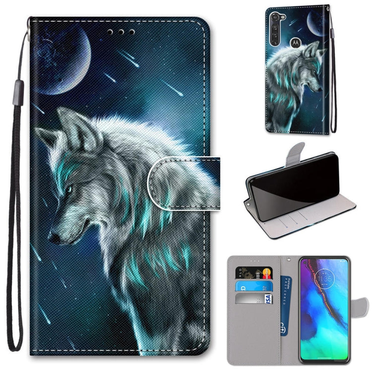 Coloured Drawing Cross Texture Horizontal Flip PU Leather Case with Holder & Card Slots & Wallet & Lanyard, For Motorola Moto G Stylus (2020)